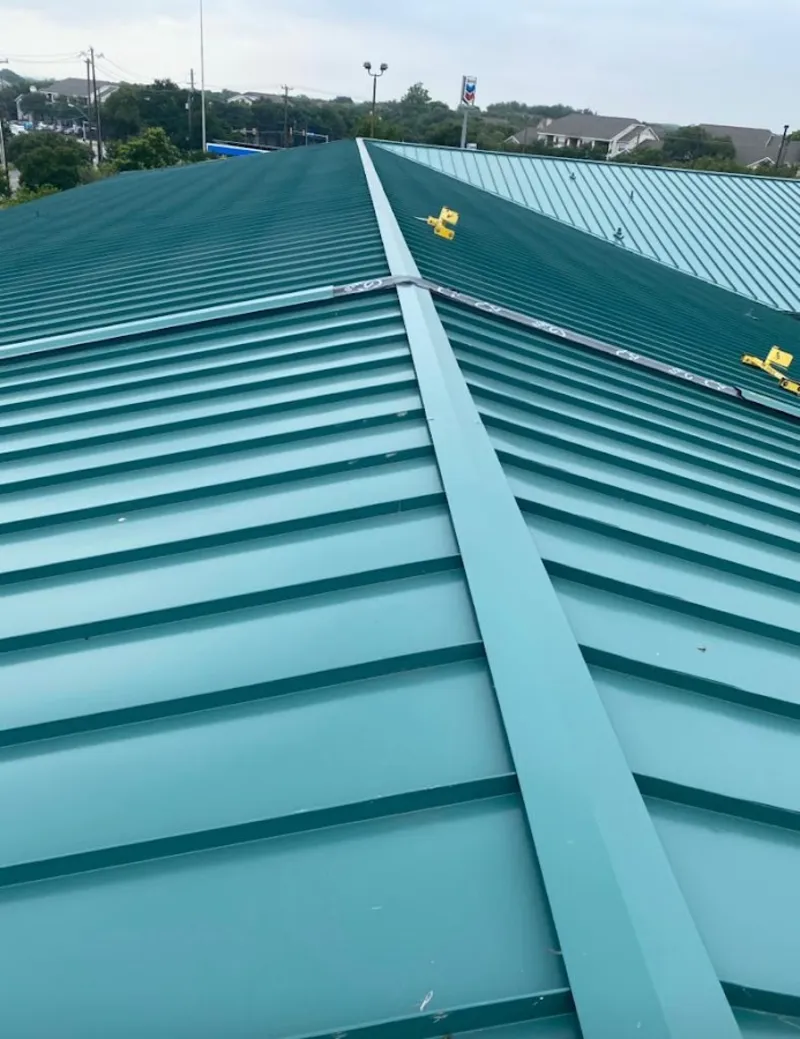 Green commercial metal roof ridge and valley for Metal Roof Repair in Cedartown
